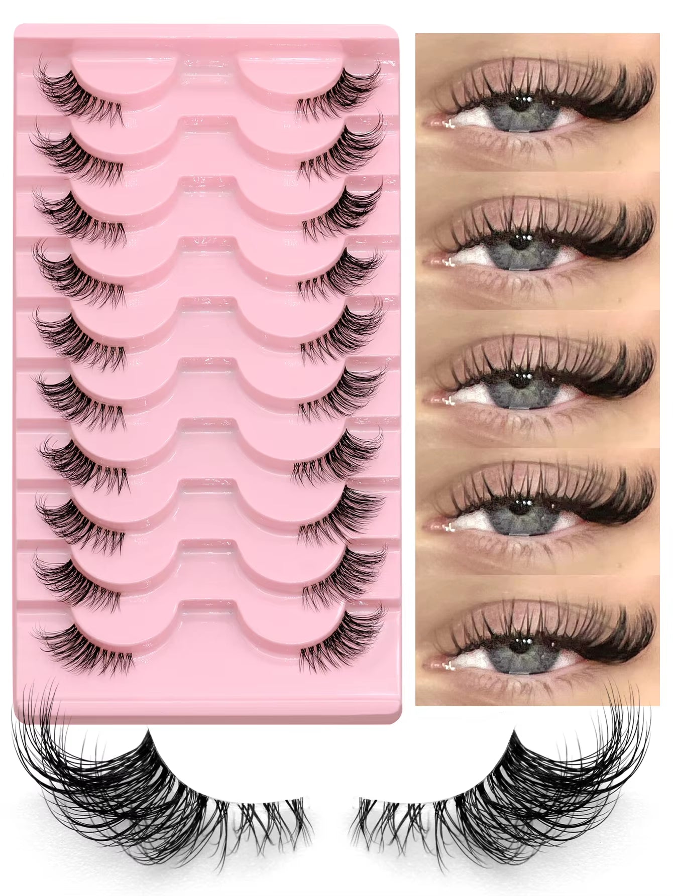 Half Lashes Half Lashes Soft Natural Clear Band Lashes Natural Look Faux Mink Wispy Mink Eyelashes Extension Makeup