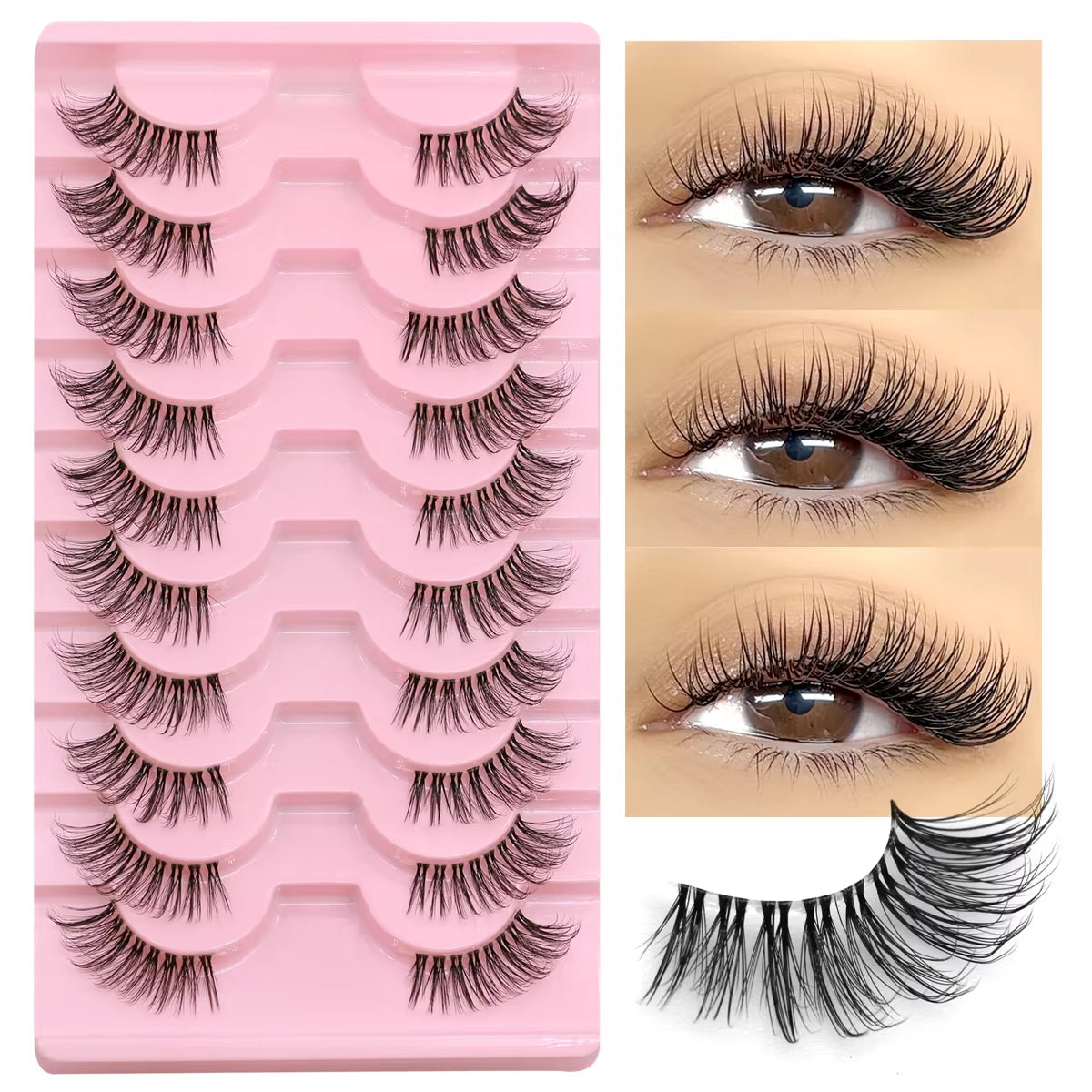 Half Lashes Half Lashes Soft Natural Clear Band Lashes Natural Look Faux Mink Wispy Mink Eyelashes Extension Makeup