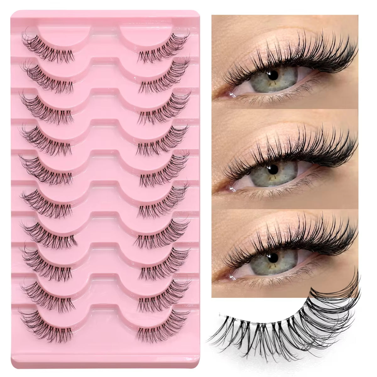 Half Lashes Half Lashes Soft Natural Clear Band Lashes Natural Look Faux Mink Wispy Mink Eyelashes Extension Makeup