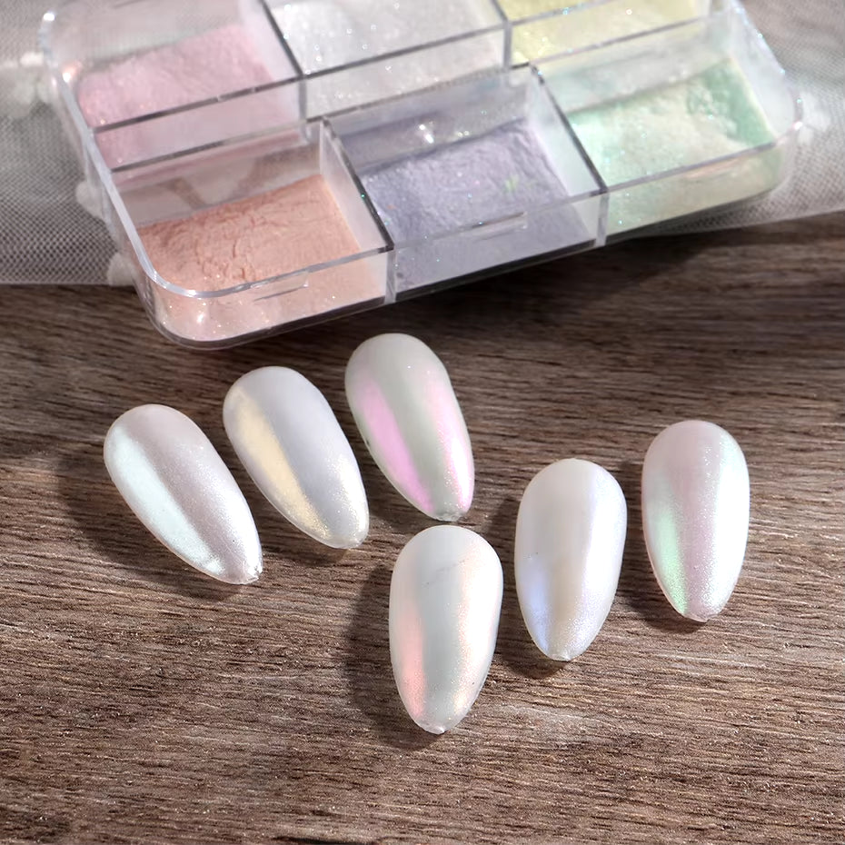 Moonlight Mirror Nails Powder Metallic Chrome Effect Pigments Gel Polish Laser Dust Glitter Aurora Shiny Pearl Nail Manicure Dec