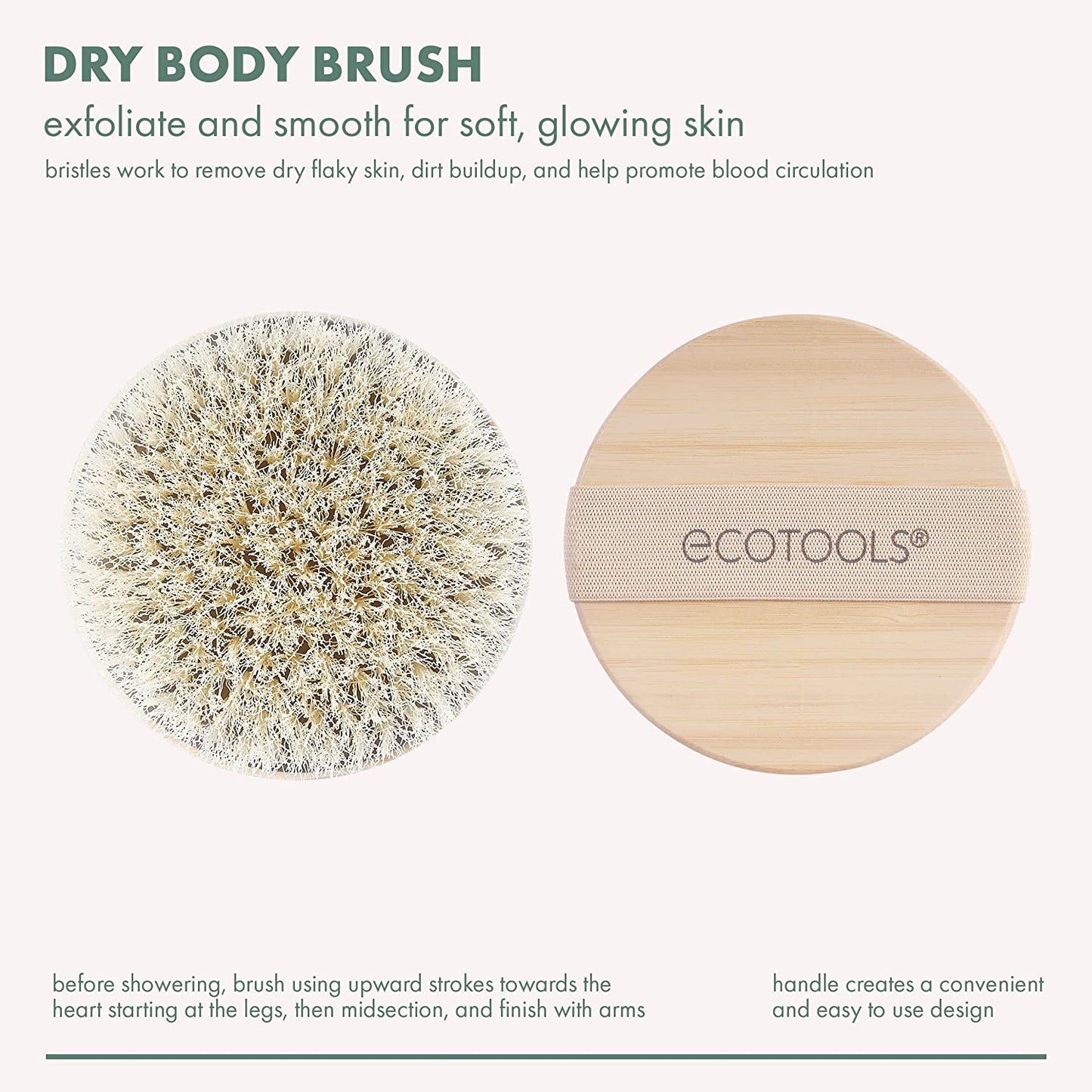 Dry Body Brush, Cruelty-Free Bristles Exfoliate & Smooth Skin, Dry Brushing Removes Dry Skin, May Help Improve Circulation & Skin Tone, Eco-Friendly Skincare Tool, Vegan, 1 Count