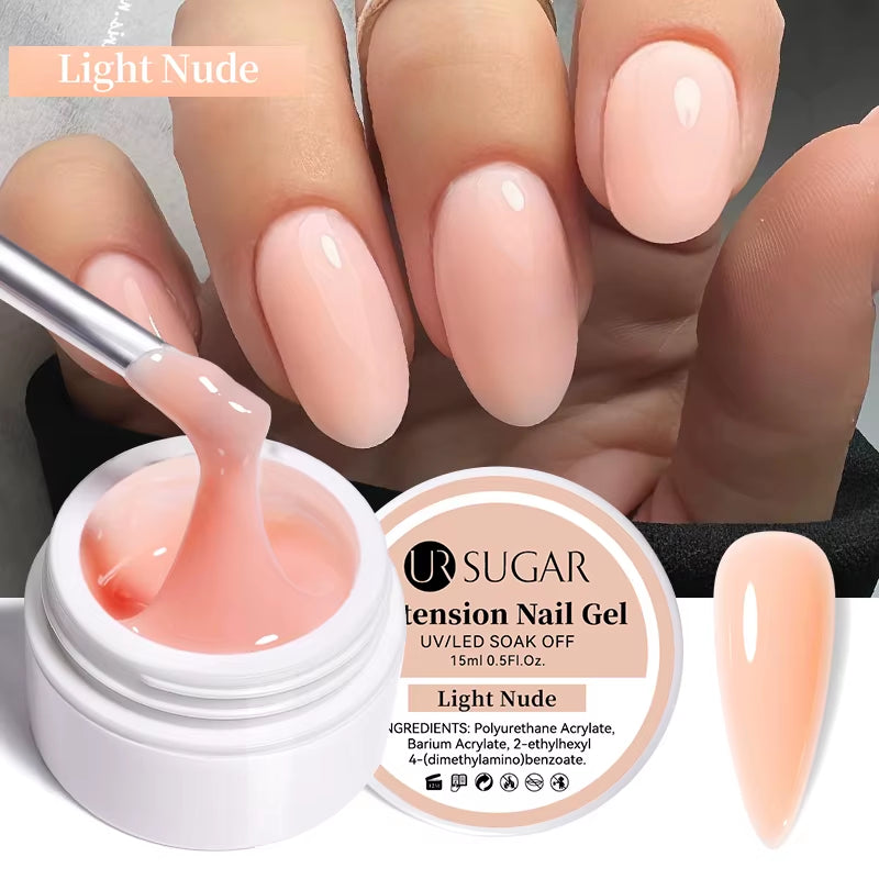 15Ml Extension Nail Gel Polish Nails Finger Form Clear Nude Pink Nail Art Camouflage Hard Gel Acrylic Nail Manicur