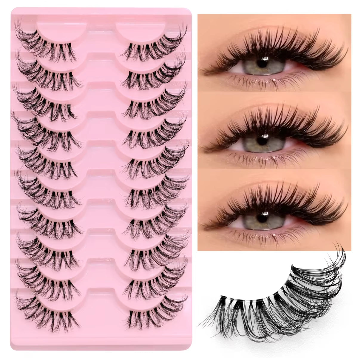 Half Lashes Half Lashes Soft Natural Clear Band Lashes Natural Look Faux Mink Wispy Mink Eyelashes Extension Makeup