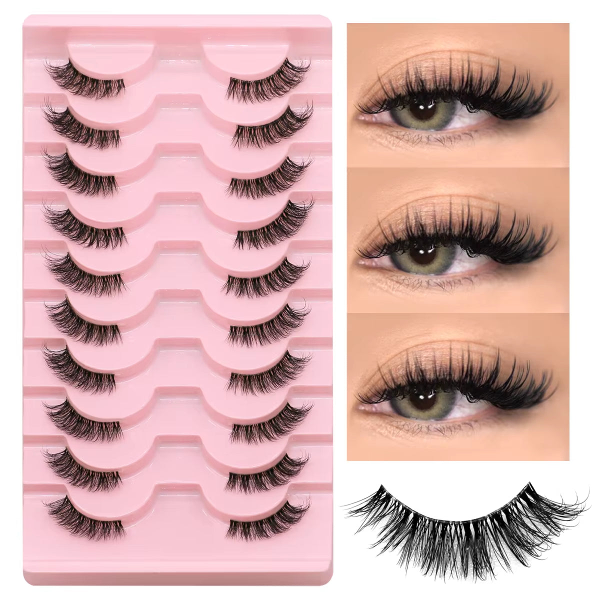 Half Lashes Half Lashes Soft Natural Clear Band Lashes Natural Look Faux Mink Wispy Mink Eyelashes Extension Makeup