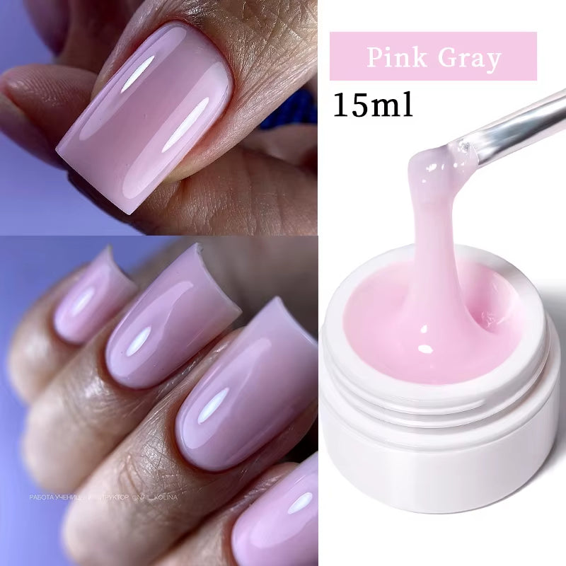 15Ml Extension Nail Gel Polish Nails Finger Form Clear Nude Pink Nail Art Camouflage Hard Gel Acrylic Nail Manicur