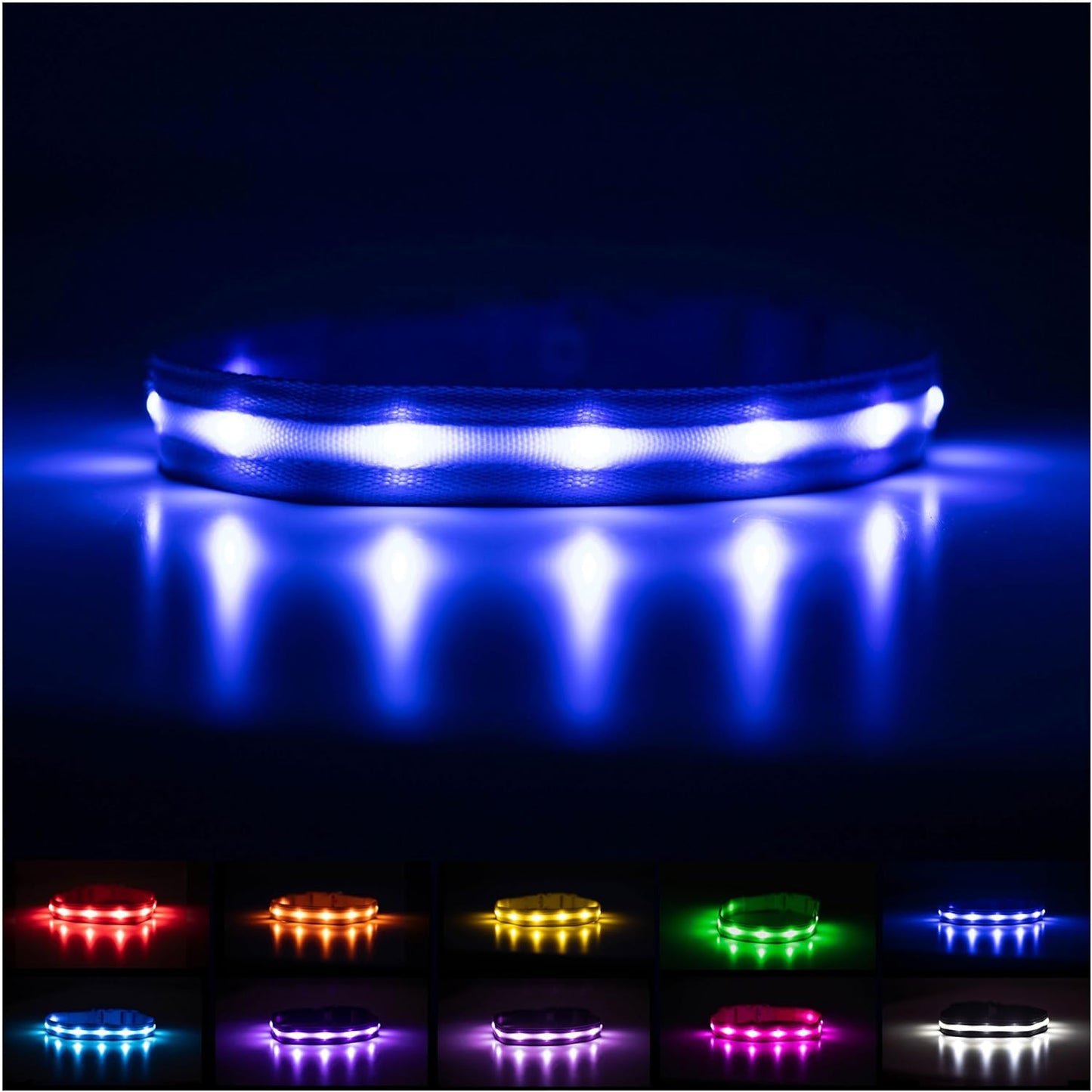 Brightest Light up Dog Collars - the Original LED Dog Collar with 1,000 Feet of Visibility - USB Rechargeable Waterproof Dog Collar Light - Dog Lights for Night Walking - USA Brand